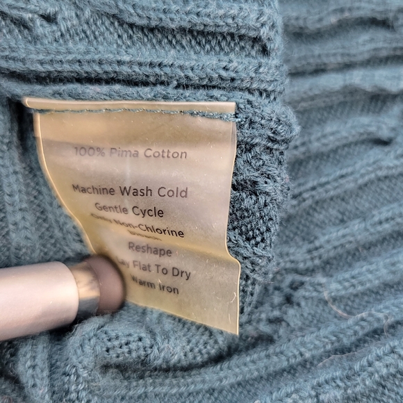 Talbots Womens Sweater Size Large Pima Cotton Pullover Cable Knit - Picture 6 of 9